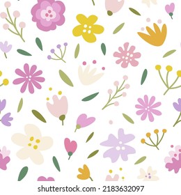 Cute floral pattern in seamless repeat on a light background
