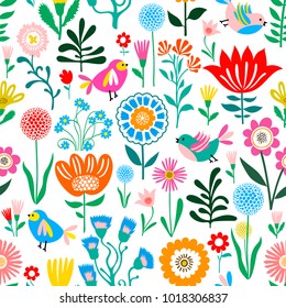 Cute Floral Pattern, Seamless Vector Background, Summer Texture for Trandy Fashion Prints for Kids and Babies
