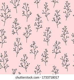 Cute floral pattern. Seamless vector background. Small flowers on pink background.