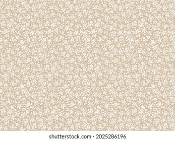 Cute floral pattern. Seamless vector pattern. Elegant template for fashion prints. Small white flowers for print. Ivory  background. Stock vector.