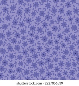Cute floral pattern. Seamless vector texture. An elegant template for fashionable prints. Print with purple flowers and leaves. lilac background.