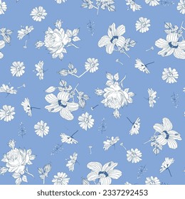 Cute floral pattern Seamless vector texture An elegant template for fashionable prints