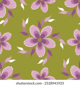 Cute floral pattern. Seamless vector texture. An elegant template for fashionable prints. Print with small white flowers and blue leaves. pink background.