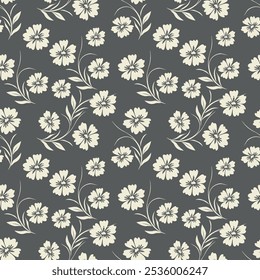 Cute floral pattern. Seamless vector texture. An elegant template for fashionable prints. Print with yellow flowers and green leaves. white background.