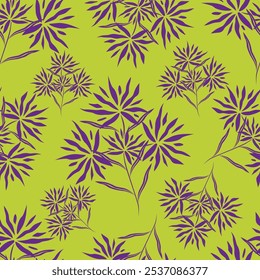 Lindo patrón floral. Textura de Vector sin costuras. Una Plantilla elegante para estampados de moda. Imprimir con flores amarillas y hojas verdes. fondo blanco.