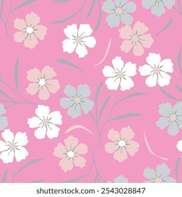 Cute floral pattern. Seamless vector texture. An elegant template for fashionable prints. Print with small white and lilac flowers