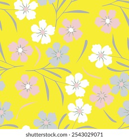 Cute floral pattern. Seamless vector texture. An elegant template for fashionable prints. Print with small white and lilac flowers