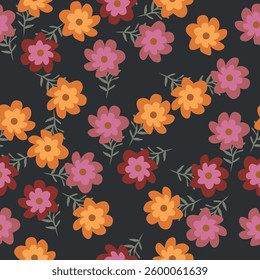 Cute floral pattern. Seamless vector texture. An elegant template for fashionable prints. Print with small white flowers and blue leaves. pink background