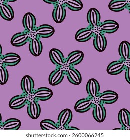 Cute floral pattern. Seamless vector texture. An elegant template for fashionable prints. Print with small white flowers and blue leaves. pink background