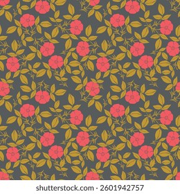 Cute floral pattern. Seamless vector texture. An elegant template for fashionable prints. Print with small white flowers and blue leaves. pink background