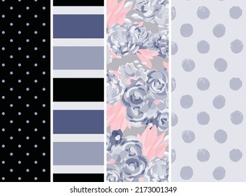 Cute Floral pattern set. Seamless background pattern. Flowers background for fashion, wallpapers, print. Liberty style. Trendy floral design