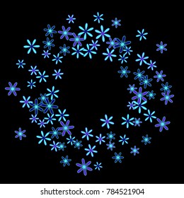 Cute Floral Pattern with Simple Little Flowers for Greeting Card or Poster. Naive Daisy Flowers in Primitive Style. Vector Frame for Spring or Summer Design.