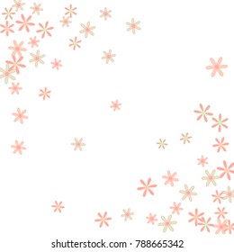 Cute Floral Pattern with Simple Little Flowers for Greeting Card or Poster. Naive Daisy Flowers in Primitive Style. Vector Background for Spring or Summer Design.
