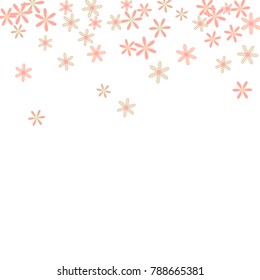 Cute Floral Pattern with Simple Little Flowers for Greeting Card or Poster. Naive Daisy Flowers in Primitive Style. Vector Background for Spring or Summer Design.