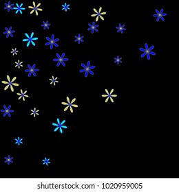 Cute Floral Pattern with Simple Small Flowers for Greeting Card or Poster. Naive Daisy Flowers in Primitive Style. Vector Background for Spring or Summer Design.
