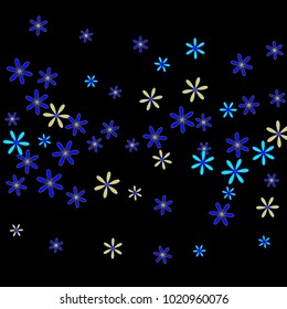 Cute Floral Pattern with Simple Small Flowers for Greeting Card or Poster. Naive Daisy Flowers in Primitive Style. Vector Background for Spring or Summer Design.
