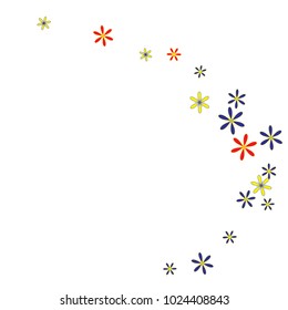 Cute Floral Pattern with Simple Small Flowers for Greeting Card or Poster. Naive Daisy Flowers in Primitive Style. Vector Background for Spring or Summer Design.
