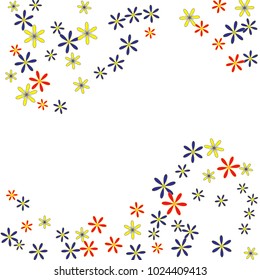 Cute Floral Pattern with Simple Small Flowers for Greeting Card or Poster. Naive Daisy Flowers in Primitive Style. Vector Background for Spring or Summer Design.
