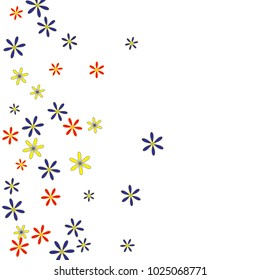 Cute Floral Pattern with Simple Small Flowers for Greeting Card or Poster. Naive Daisy Flowers in Primitive Style. Vector Background for Spring or Summer Design.
