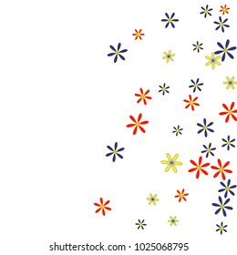 Cute Floral Pattern with Simple Small Flowers for Greeting Card or Poster. Naive Daisy Flowers in Primitive Style. Vector Background for Spring or Summer Design.

