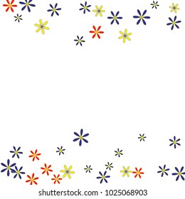 Cute Floral Pattern with Simple Small Flowers for Greeting Card or Poster. Naive Daisy Flowers in Primitive Style. Vector Background for Spring or Summer Design.

