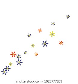 Cute Floral Pattern with Simple Small Flowers for Greeting Card or Poster. Naive Daisy Flowers in Primitive Style. Vector Background for Spring or Summer Design.
