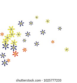 Cute Floral Pattern with Simple Small Flowers for Greeting Card or Poster. Naive Daisy Flowers in Primitive Style. Vector Background for Spring or Summer Design.
