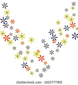 Cute Floral Pattern with Simple Small Flowers for Greeting Card or Poster. Naive Daisy Flowers in Primitive Style. Vector Background for Spring or Summer Design.
