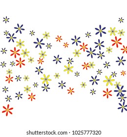 Cute Floral Pattern with Simple Small Flowers for Greeting Card or Poster. Naive Daisy Flowers in Primitive Style. Vector Background for Spring or Summer Design.
