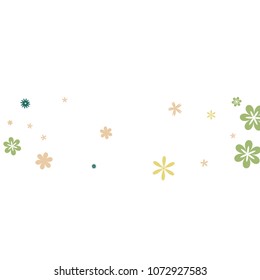 Cute Floral Pattern with Simple Small Flowers for Greeting Card or Poster. Naive Daisy Flowers in Primitive Style. Vector Background for Spring or Summer Design.
