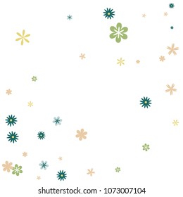 Cute Floral Pattern with Simple Small Flowers for Greeting Card or Poster. Naive Daisy Flowers in Primitive Style. Vector Background for Spring or Summer Design.
