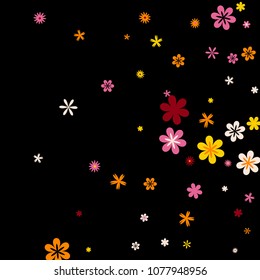 Cute Floral Pattern with Simple Small Flowers for Greeting Card or Poster. Naive Daisy Flowers in Primitive Style. Vector Background for Spring or Summer Design.

