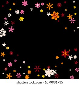 Cute Floral Pattern with Simple Small Flowers for Greeting Card or Poster. Naive Daisy Flowers in Primitive Style. Vector Background for Spring or Summer Design.
