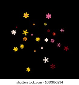 Cute Floral Pattern with Simple Small Flowers for Greeting Card or Poster. Naive Daisy Flowers in Primitive Style. Vector Background for Spring or Summer Design.
