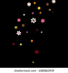 Cute Floral Pattern with Simple Small Flowers for Greeting Card or Poster. Naive Daisy Flowers in Primitive Style. Vector Background for Spring or Summer Design.
