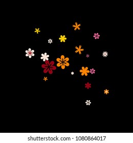 Cute Floral Pattern with Simple Small Flowers for Greeting Card or Poster. Naive Daisy Flowers in Primitive Style. Vector Background for Spring or Summer Design.
