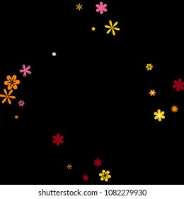 Cute Floral Pattern with Simple Small Flowers for Greeting Card or Poster. Naive Daisy Flowers in Primitive Style. Vector Background for Spring or Summer Design.
