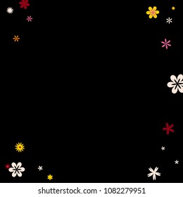 Cute Floral Pattern with Simple Small Flowers for Greeting Card or Poster. Naive Daisy Flowers in Primitive Style. Vector Background for Spring or Summer Design.
