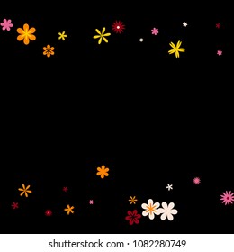 Cute Floral Pattern with Simple Small Flowers for Greeting Card or Poster. Naive Daisy Flowers in Primitive Style. Vector Background for Spring or Summer Design.

