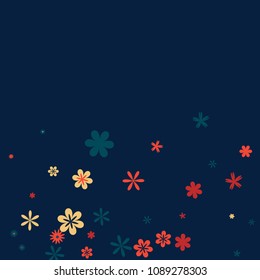 Cute Floral Pattern with Simple Small Flowers for Greeting Card or Poster. Naive Daisy Flowers in Primitive Style. Vector Background for Spring or Summer Design.
