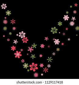 Cute Floral Pattern with Simple Small Flowers for Greeting Card or Poster. Naive Daisy Flowers in Primitive Style. Vector Background for Spring or Summer Design.
