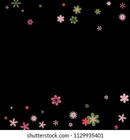 Cute Floral Pattern with Simple Small Flowers for Greeting Card or Poster. Naive Daisy Flowers in Primitive Style. Vector Background for Spring or Summer Design.
