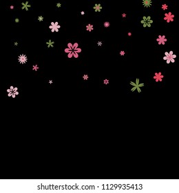 Cute Floral Pattern with Simple Small Flowers for Greeting Card or Poster. Naive Daisy Flowers in Primitive Style. Vector Background for Spring or Summer Design.
