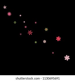 Cute Floral Pattern with Simple Small Flowers for Greeting Card or Poster. Naive Daisy Flowers in Primitive Style. Vector Background for Spring or Summer Design.
