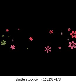 Cute Floral Pattern with Simple Small Flowers for Greeting Card or Poster. Naive Daisy Flowers in Primitive Style. Vector Background for Spring or Summer Design.
