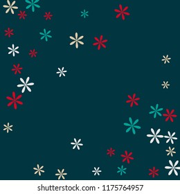 Cute Floral Pattern with Simple Small Flowers for Greeting Card or Poster. Naive Daisy Flowers in Primitive Style. Vector Background for Spring or Summer Design.
