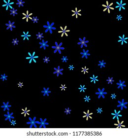 Cute Floral Pattern with Simple Small Flowers for Greeting Card or Poster. Naive Daisy Flowers in Primitive Style. Vector Background for Spring or Summer Design.
