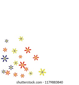 Cute Floral Pattern with Simple Small Flowers for Greeting Card or Poster. Naive Daisy Flowers in Primitive Style. Vector Background for Spring or Summer Design.
