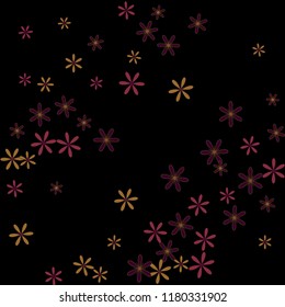 Cute Floral Pattern with Simple Small Flowers for Greeting Card or Poster. Naive Daisy Flowers in Primitive Style. Vector Background for Spring or Summer Design.
