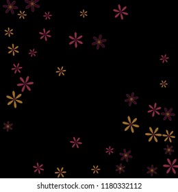 Cute Floral Pattern with Simple Small Flowers for Greeting Card or Poster. Naive Daisy Flowers in Primitive Style. Vector Background for Spring or Summer Design.
